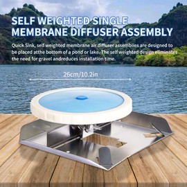 MEISHUNDA Pond & Lake Aeration Accessories, Stainless Steel Chassis, Silicone Membrane Diffuser 1Pcs
