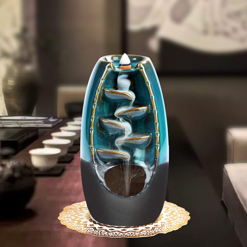 GURECOD Ceramic Reflowable Incense Burner with 50 Sandalwood Sticks +