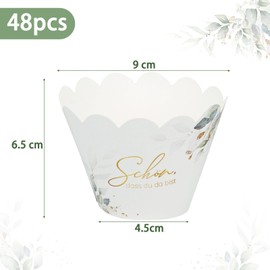 48 Stück Schön, dass du da bist Cupcake Wrappers Papier Eukalyptus Muffins Pappbecher Cupcake Förmchen Papierförmchen Dekoration Muffinförmchen für Hcohzeit Geburtstag Party