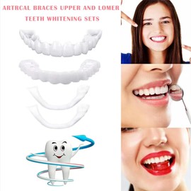 2 Pairs Instant False Teeth,Temporary Snap on Veneers Teeth Top and Bottom Set, Clip in Veneers Kit Comfortable Dentures for Men and Women with Bad Teeth,Tooth Repair Kit, Make You Instant Smile
