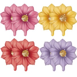 8pcs Colorful Daisy Flower Balloons,Groovy Retro Daisy Balloons Flower Birthday Party Decorations for Girls Daisy Flower Birthday Baby Shower Wedding Summer Olympic Party Decor Red, Pink, Yellow