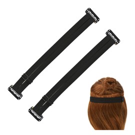 YTBYT 2 Pcs Facelift Bands with Clips Invisible Face Stretching Lifting Strap Adjustable Elastic Band Face Slimming Band (24cm Black Double Bands)