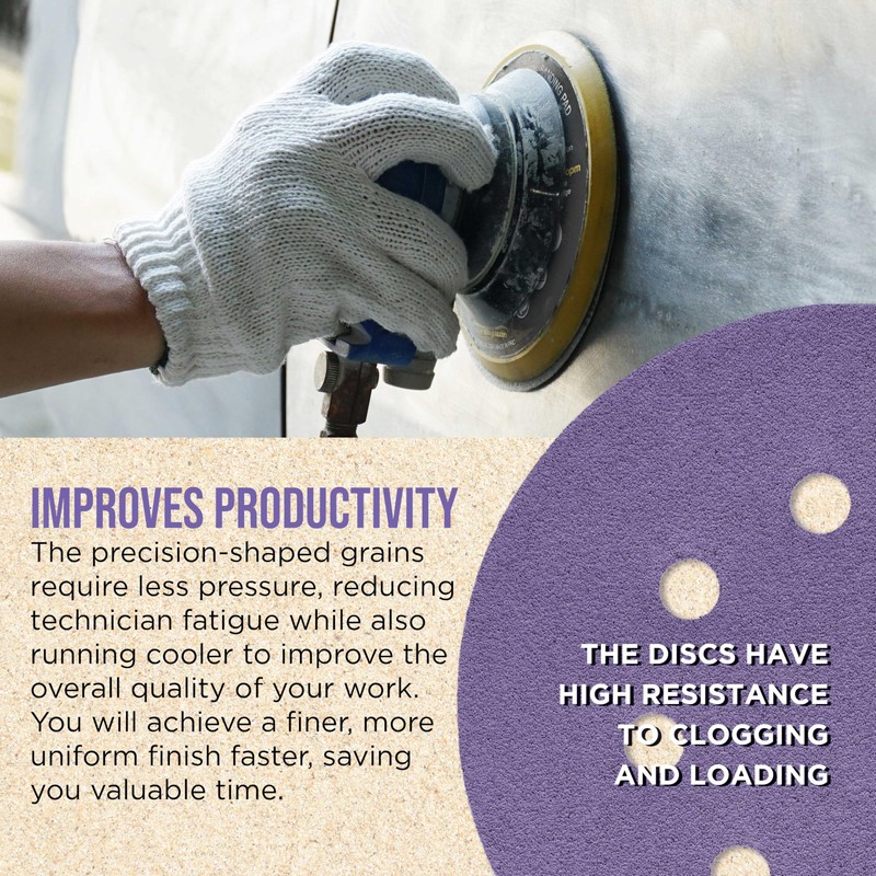 Dura-Gold Premium 100 Grit 5" Purple Film Ceramic Sanding Discs,