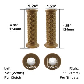 Motorcycle Vintage Non Slip Handlebar Grips 7/8" 22mm 1" 24mm Rubber Handle Grips, Open End (Yellow)