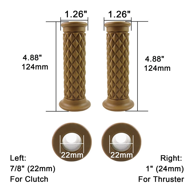 Motorcycle Vintage Non Slip Handlebar Grips 7/8" 22mm 1" 24mm