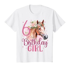 Kids 6th Birthday Horse Girl 6 Years Old Six Finally 6 Birthday T-Shirt
