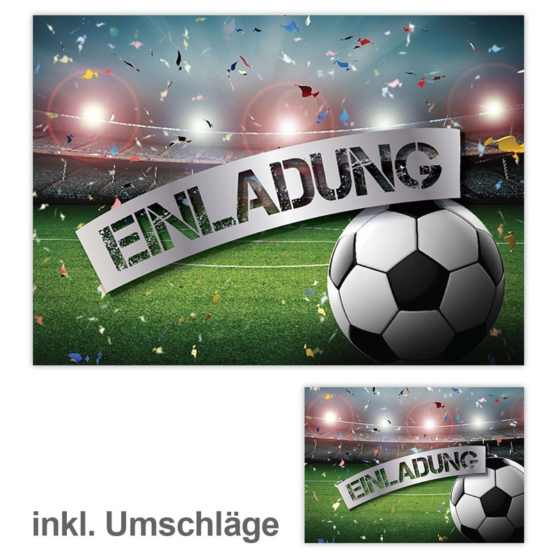 10 Invitation Cards for Children's Birthday Party Football Including 10