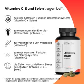 Abwehrkraft Capsules - Complex of 14 Active Ingredients for the Immune System - with High-Quality Plant Extracts, Vitamins and Trace Elements - No Additives - 180 Capsules - 3 Month Supply