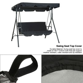 1 X Swing Seat Top Cover Outdoor Waterproof Swing Seat Top Cover Outdoor Rainproof Anti Dust Protector Beige (Black)