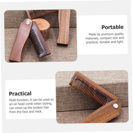 FOMIYES 3sets Wooden Sandalwood Beard Comb Double Sided Hair Comb Brush Folding Pocket