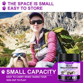 Dog Multivitamin Chewable,15-in-1 Dog Vitamins & Supplements,Pet Joint Support Health- Skin, Coat Heart, Hips, Joints,Digestion & Immune System,for All Ages All Breeds(30 Chews Duck Flavor)