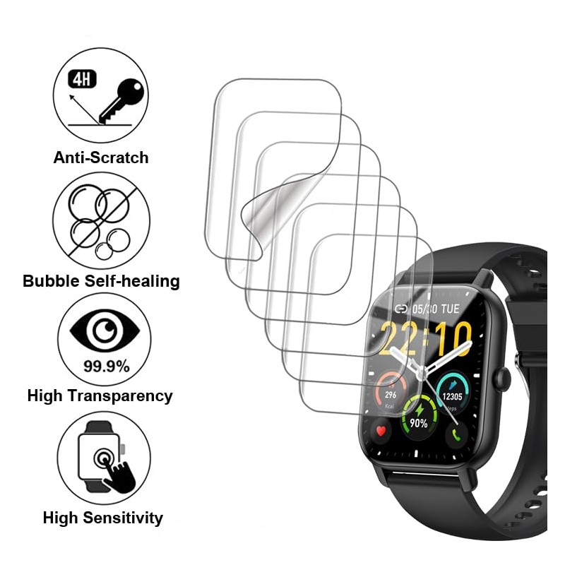 6-PACK Screen Protector Compatible with Nerunsa P66D 1.85” Smart Watch,