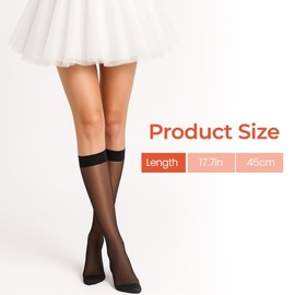 Aysatogc 3 Pairs Sheer Knee High Stockings, Elastic 15D Nylon Sheer Trouser Stockings with Reinforced Toes Tight Knee High Stocking Perfect Pairing For Skirts, Dresses, Shorts - 3 Colors