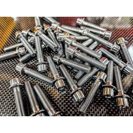 Satisfied Incorporated 10pcs Split rim Wheel bolt Chrome - M7x32mm 2 or 3 piece Style 5 RC090 BBS