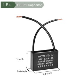 YOKIVE Ceiling Fan Capacitor CBB61, Metallized Polypropylene Film Capacitor Great for Fans Pumps Motors Running (0.8uF 450V AC 2 Wires 50/60Hz)
