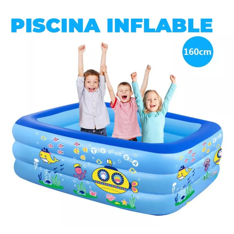 EGTMA Alberca Piscina Inflable Diseño De Pececitos 160*120*55cm