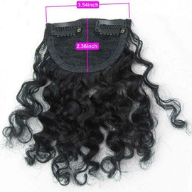 8 Inch Clip in Fringe Hair Extensions 23g Afro Style Fluffy Clip in 100% Human Hair Front Bangs 1# Jet Black