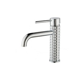 Silver Single-Handle, Single-Hole tap，Bathroom Sink tap，Brass Material，Bathroom Sink tap with Water Supply Hoses.