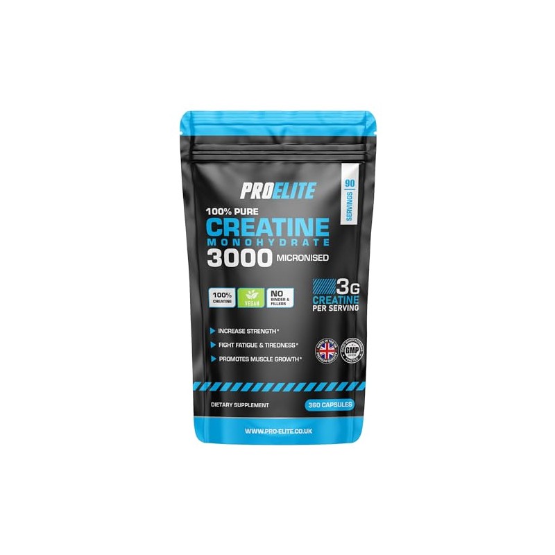 Creatine Capsules x 360 Vegan 3000mg of Unflavoured Creatine Monohydrate