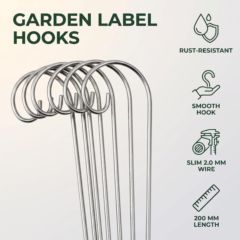 20 Pcs Silver 20cm Plant Label Hooks Markers Label Hanger