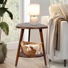 FANTERSI Wood Side Table, Small End Table with Storage Shelf,