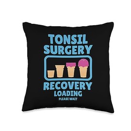 Tonsillectomy Recovery & Tonsil Removal Designs Surgery Recovery Loading Please Wait, Tonsillitis Throw Pillow, 16x16, Multicolor