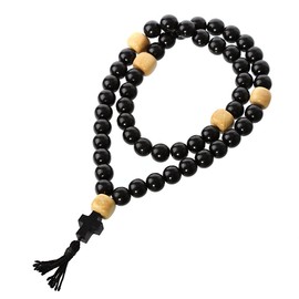 NKlaus Handmade Rosary Gagat Prayer Beads with 50 Black Amber Balls, Boxwood, Amber