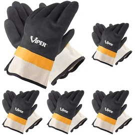 Galeton Viper XL Double Coated PVC Gloves Safety Cuff Black (Pack of 12) 12217,X-Large