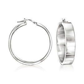Ross-Simons Italian Sterling Silver Flat Hoop Earrings