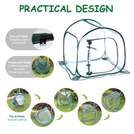 Tesmotor Tomato Greenhouse for Tomatoes Vegetables Plants Greenhouse Small Winter Tent for Cold Frame Vegetables Flowers 80 x 80 x 80 cm