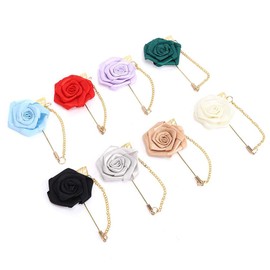 Pin de flor en la solapa hecho a mano para traje de boda, flor con cadena colgante Pin de solapa/broche Camisas de traje Accesorios Camisa de hombre rosa Broche de flores Pin Decoración (8PCS)