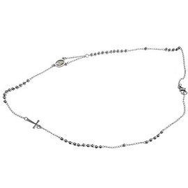 Moda Mavilla Rosary Necklace Steel Colour Steel Beads 4 mm Size 47 cm Handmade in Italy, Alloy Steel, Pearl