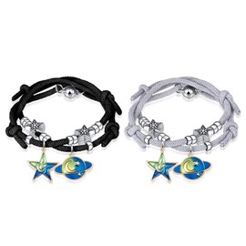 Feilok A Pair Bracelet for Women Friendship Bracelets Star Moon Charm Bracelets Chain Bracelet Adjustable