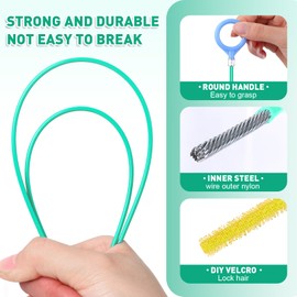 50 Inch Snake Drain Hair Removal Tool,9 PCS Metal with Nylon Coating Drains Snakes Hair Drain Clog Remover,Drain Cleaner Tool,Drains Snake for Shower,Bathtub,Kitchen Pipes Blocked