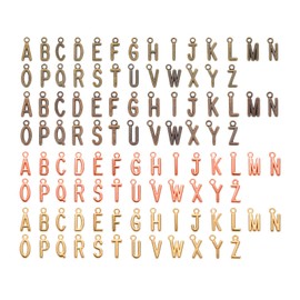 sourcing map A-Z Letter Charm, 4Set/104pcs Alphabet Pendants Initial Letter Charm Set for DIY Bracelet Necklace Pendants Earring Jewelry, Bronze, Red Bronze, Rose Gold, K Gold