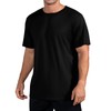 QUALFORT Men's Black Short Sleeve T-Shirts Cotton Crewneck Soft Undershirt