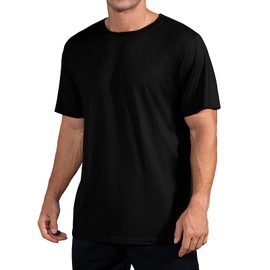 QUALFORT Men's Black Short Sleeve T-Shirts Cotton Crewneck Soft Undershirt M