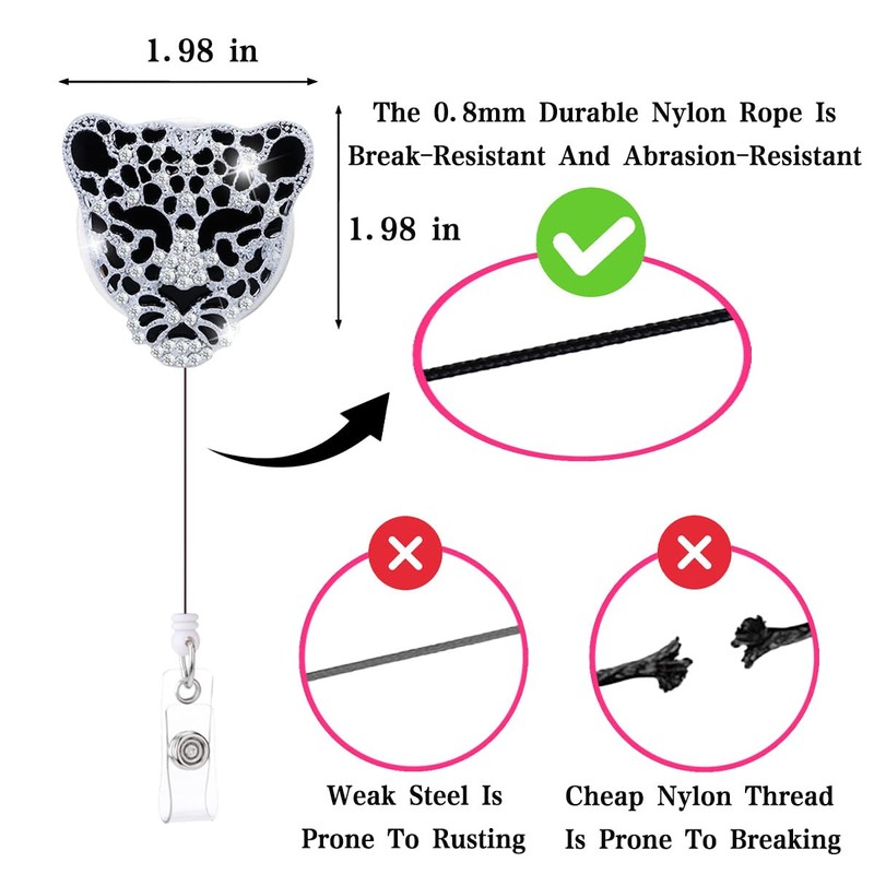 Cute Rhinestone Retractable Badge Reel Bulk 5 Pcs Glitter Nurse