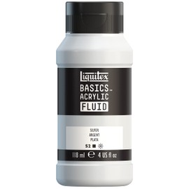 Liquitex BASICS Acrylic Fluid Paint, 118ml (4-oz) Bottle, Silver