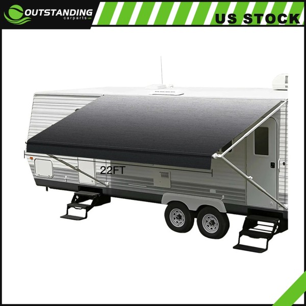 Outstanding-Carparts RV Awning Fabric 21.1ft Length Camper Black Awning Replacement