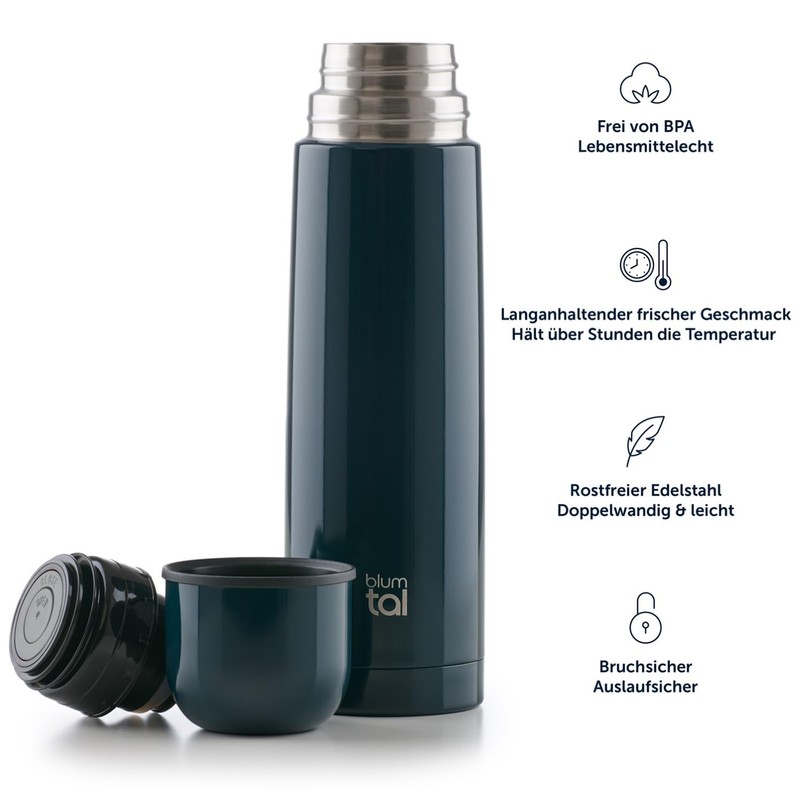Blumtal Eifel Stainless Steel, Leak-Proof Thermos Flask with Drinking Cup