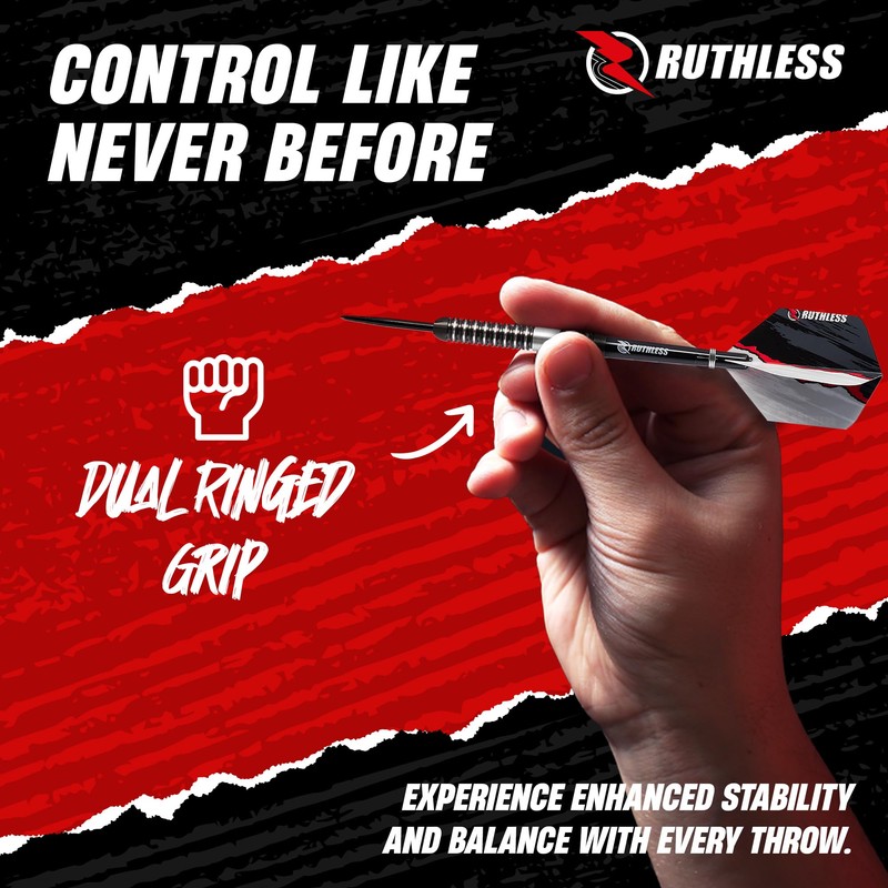 RUTHLESS Night Hawk Professional Tungsten Steeltip Darts Set in 23g
