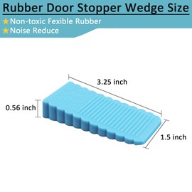 4 Pack Mini Rubber Door Stoppers for Bottom of Door, TPE Door Stopper Wedges for Floor, Door Stops for Bedroom and Office, Blue