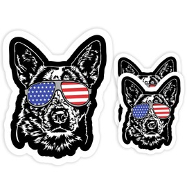 | (3 Pcs) German Shepherd Sticker – Two Sizes [5" & 3"] – Strong Adhesive, Durable, Weatherproof American Patriotic Dog Stickers for Cars, Laptop, Water Bottle and Others