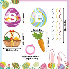 KIPTVO Easter Bunting, Easter Banner Easter Decorations Home Happy Easter Bunting Banner, Can Be Hung Easter Banners Printed with Happy Easter Decorations Interesting Happy Easter Banner