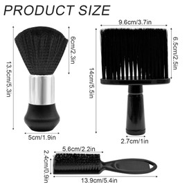 3 Pcs Barber Brush Fade Brush Hairdresser Neck Brushes Portable Barber Neck Brush Ultra Soft Bristles Barber Accessories for Salon, Barber, Hairdressers (Black)