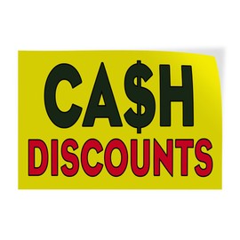 Decal Stickers Multiple Sizes Cash Discounts Outdoor Advertising Printing Industrial Vinyl Safety Sign Label Business 7x5Inches