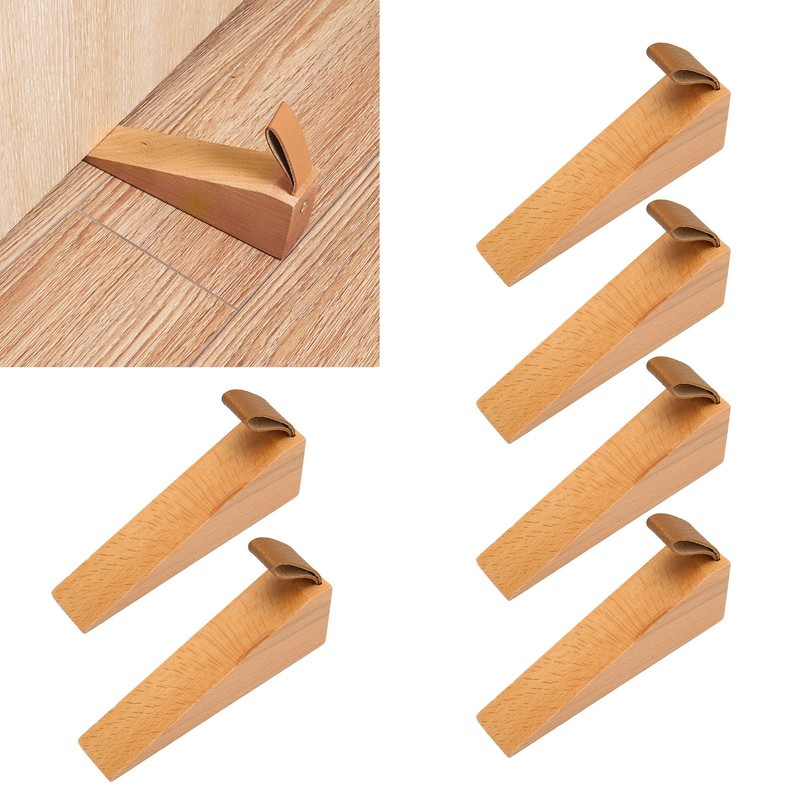 6pcs Door Stopper Wedge Polished Glossy Compact Wooden Firefighter Door