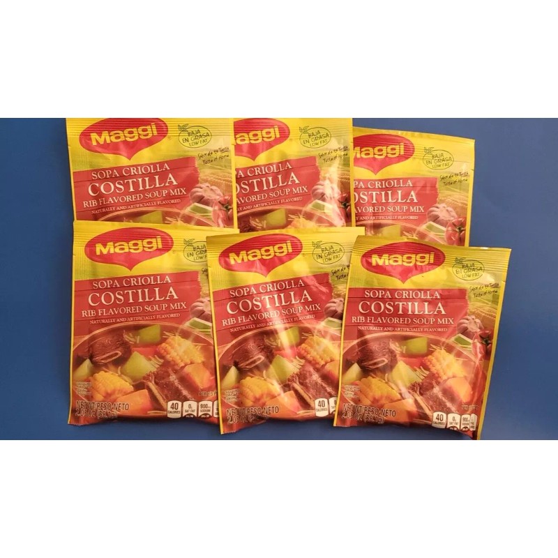 MAGGI 6 PACK SOPA CRIOLLA DE COSTILLA BEEF RIB FLAVORED