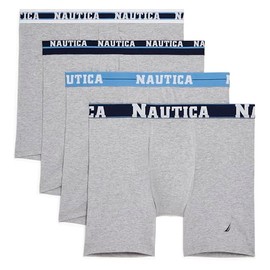 Nautica Men's 4 Pack Limited Edition Stretch Boxer Briefs, 4 Heather Grey-Assorted WB